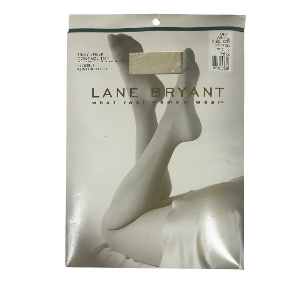 Lane Bryant Silky Sheer Control Top Pantyhose Lot of 4 Black Beige Off White C/D